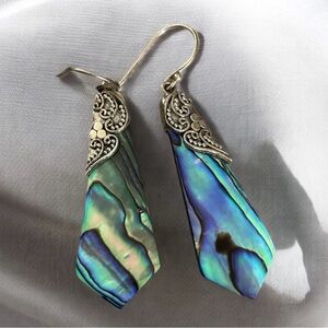 925 sterling silver abalone dangle earrings new